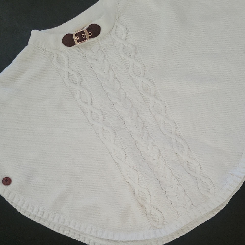 Kids White Cape with Button Detail